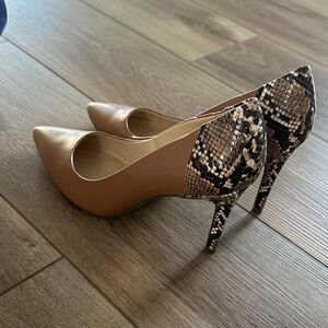 Elegant Brown and Snakeskin Heels